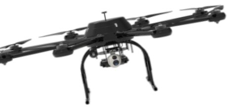 Drone multirotor lourd de 30 kg doté d'une lentille photoélectrique à trois axes